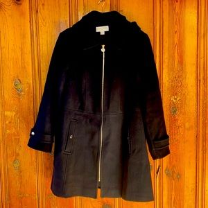 Michael Kors Plus Size Black Wool Coat